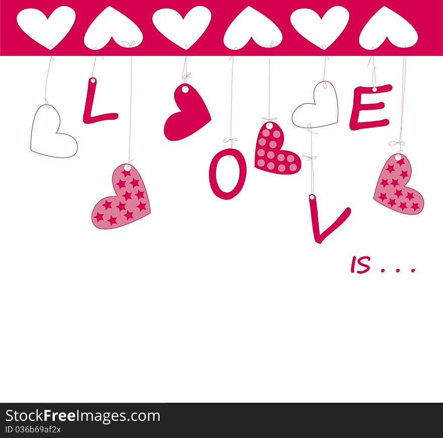 Valentine Greeting Card Wiht Hearts