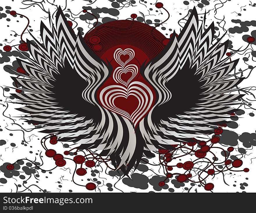 Winged hearts background - eps file available