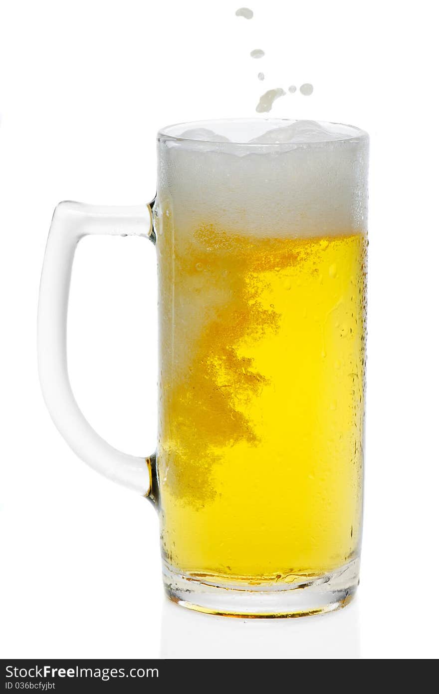 Glass of beer on a white background. Glass of beer on a white background