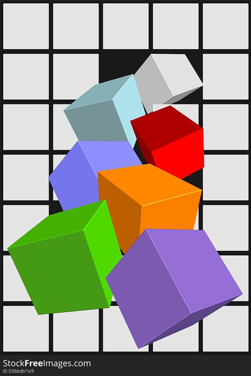 An illustration of colorful 3d cubes falling. An illustration of colorful 3d cubes falling