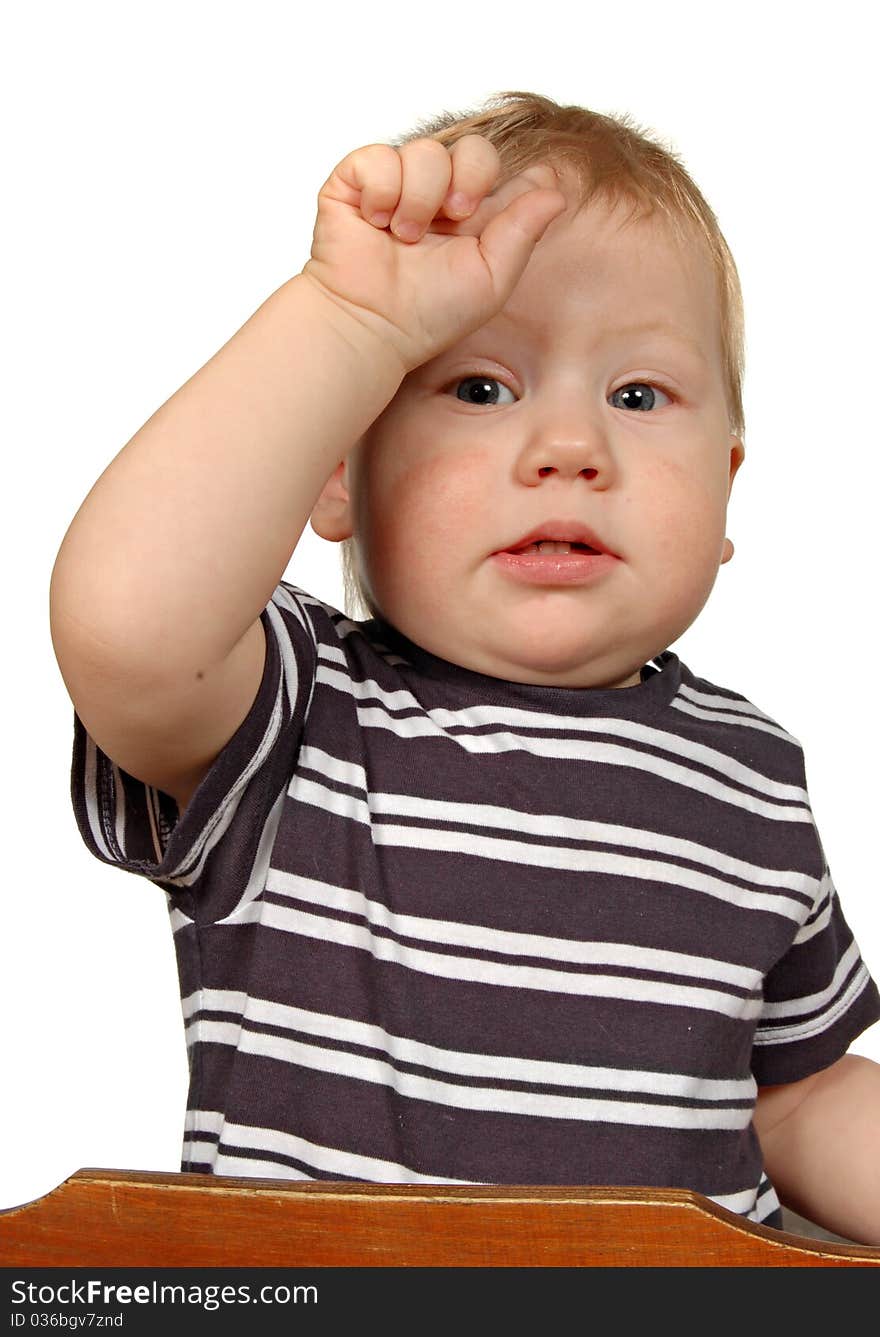 Portrait little boy isolated on white background