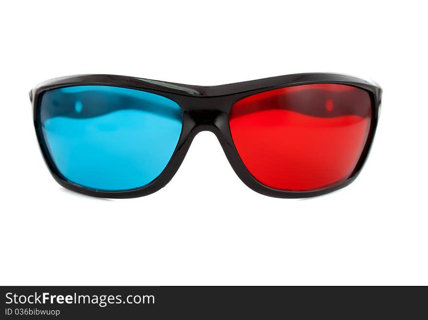 3d glasses directly on the white background of large