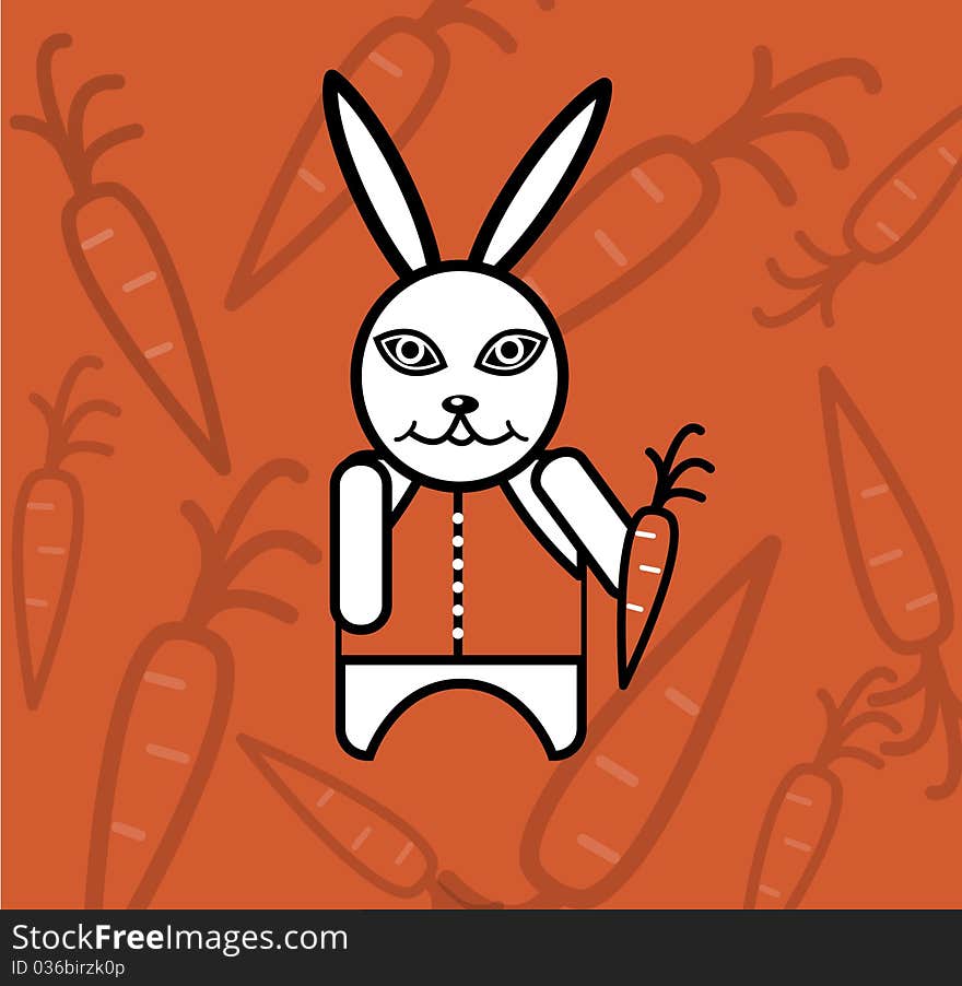 White rabbit with carrot