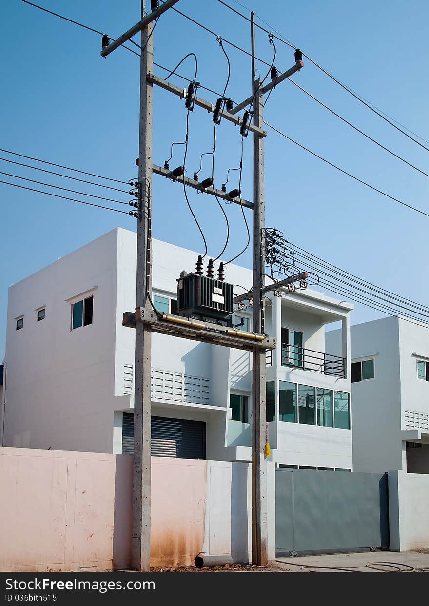 Electric poles and transformers