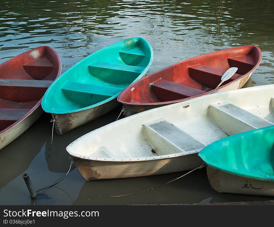 Five Paddle boats made of fiberglass