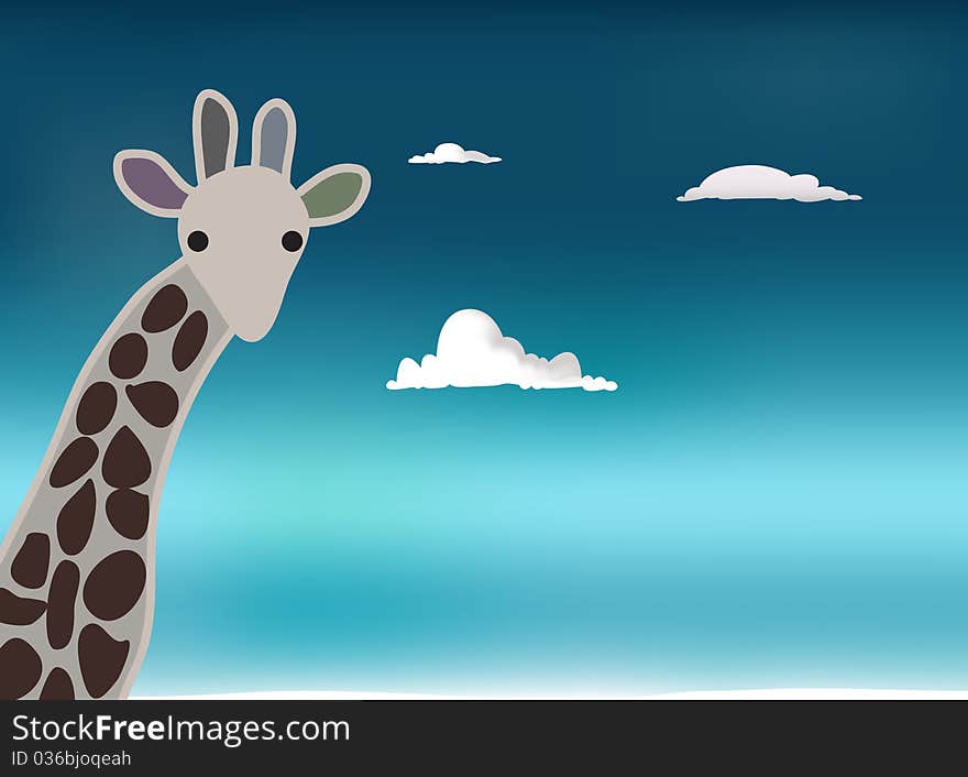 Lonely giraffe looking surprised, with sky in background. Lonely giraffe looking surprised, with sky in background