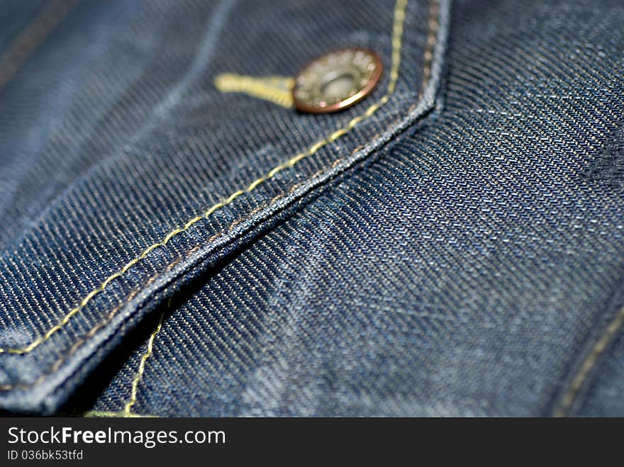 Close-up of blue jeans, backside with pocket