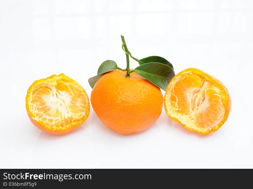 Mandarin Oranges With Sectional View Showing The Segments