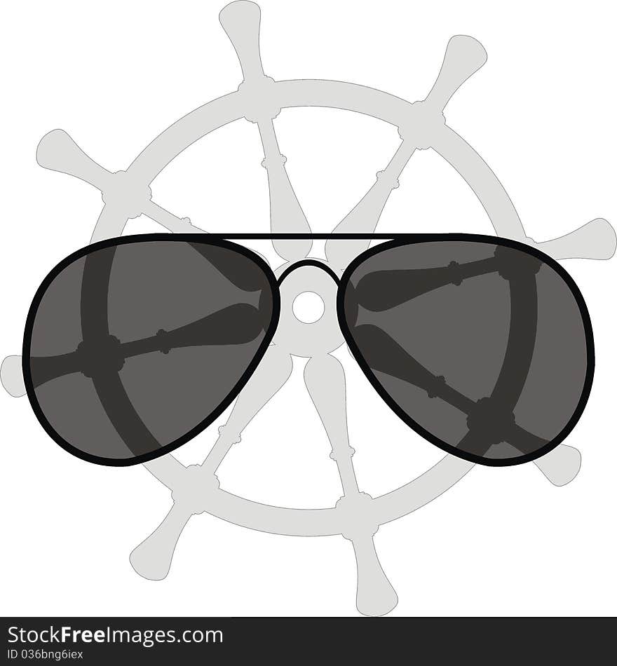 Vector illustration - fashionable classical (police, pilot) and sport sunglasses. Background – helm. Vector illustration - fashionable classical (police, pilot) and sport sunglasses. Background – helm.