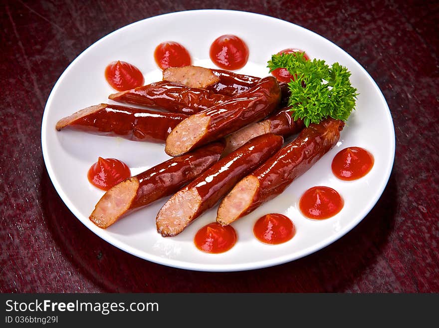 Appetizing Bavarian sausages