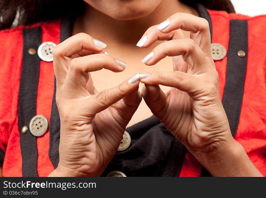 Female finger with nice nails