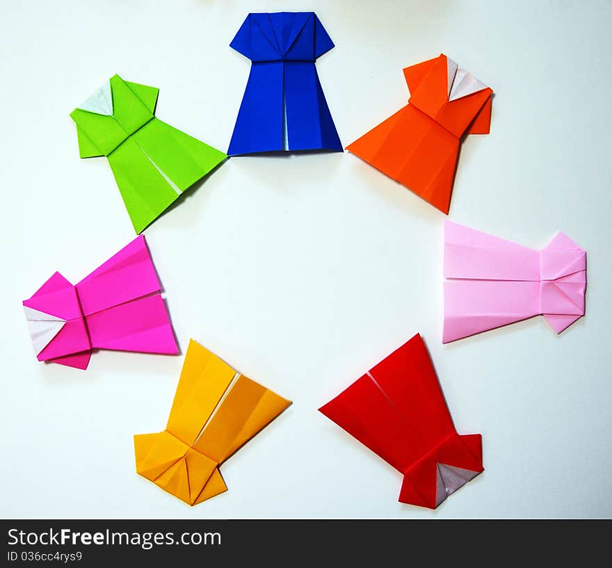 Origami folded and shaped in cloth. Origami folded and shaped in cloth