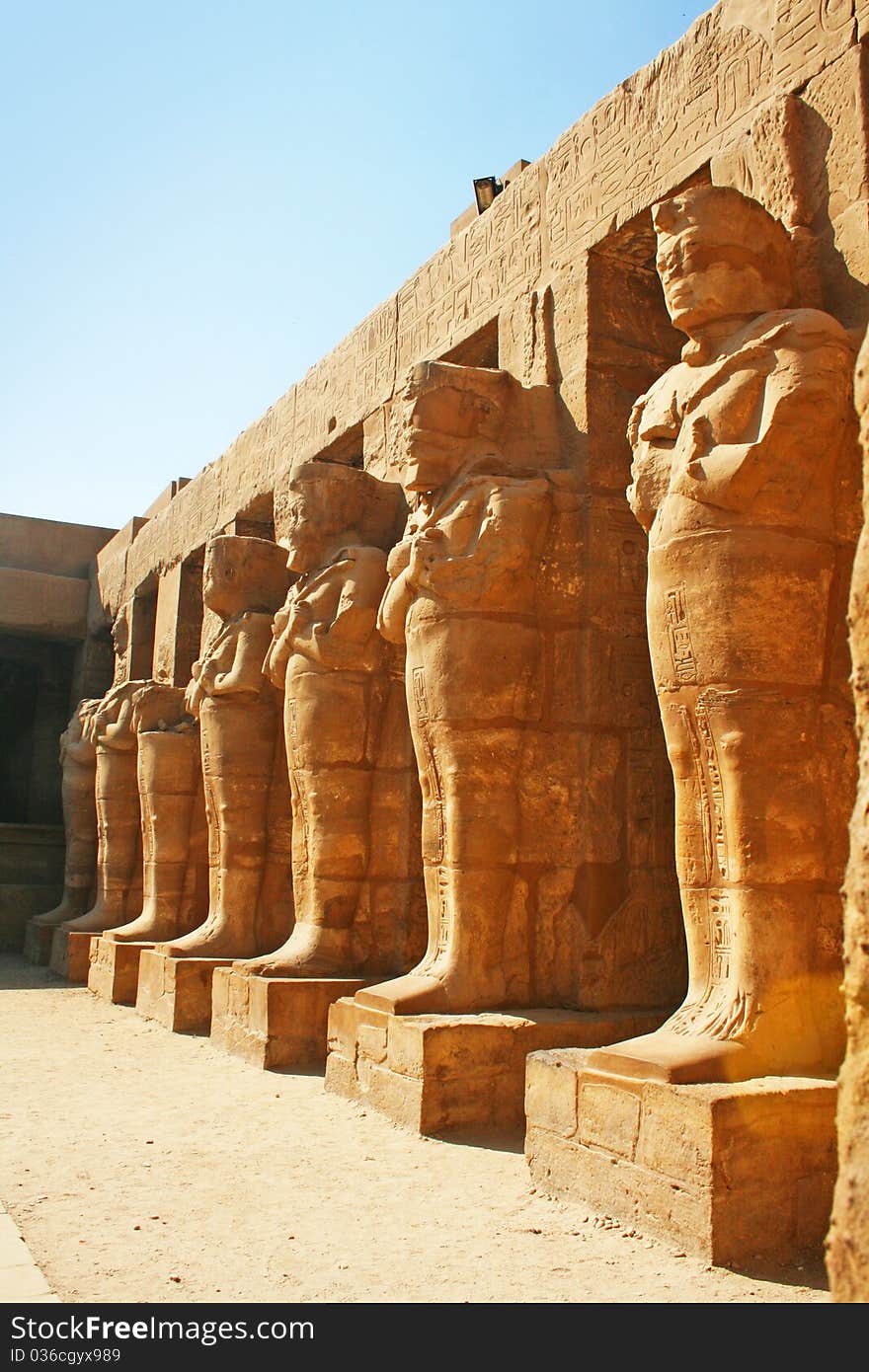 The statues in Karnak temple complex