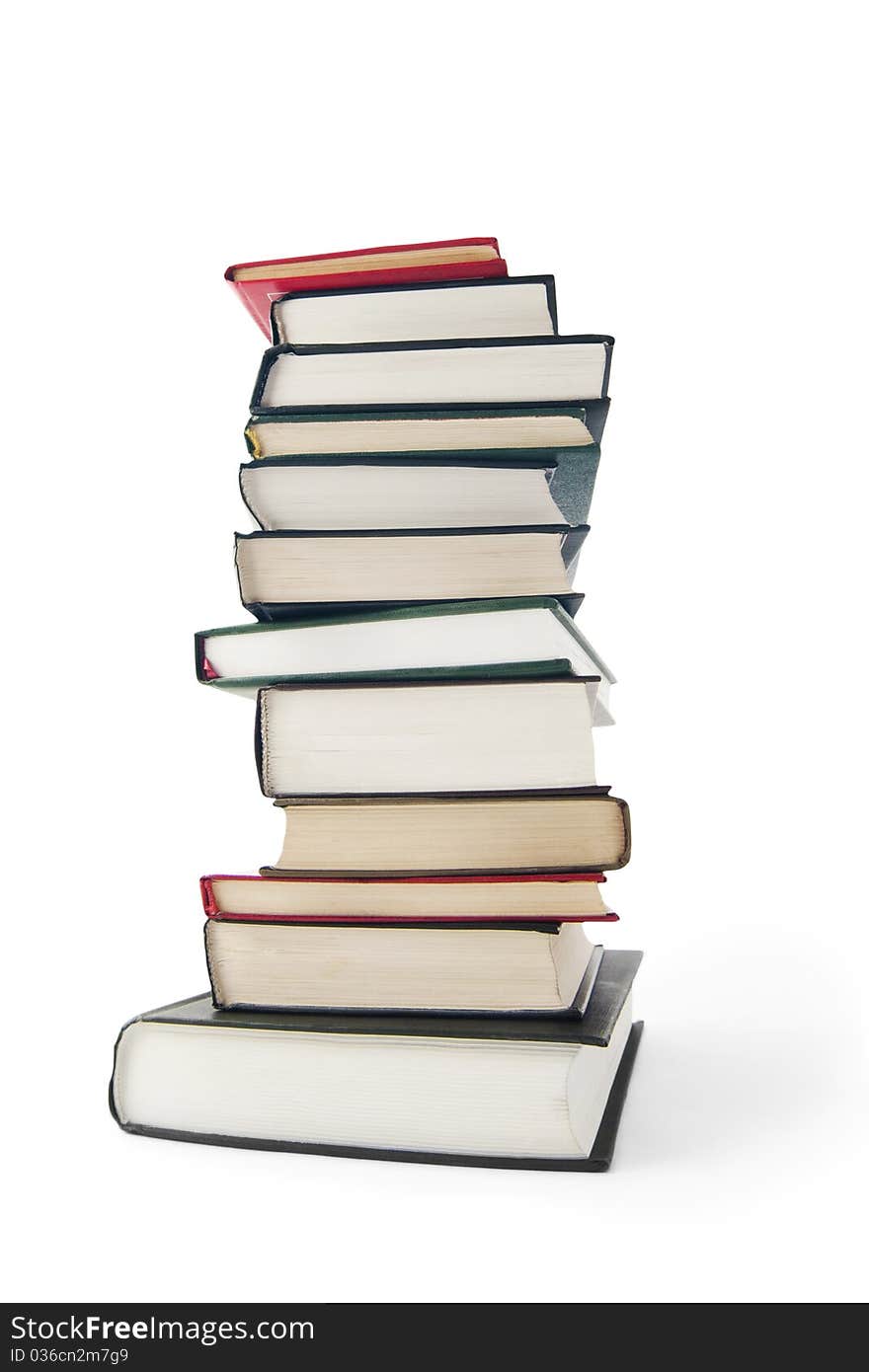 Big stack of old books isolated on white background. Big stack of old books isolated on white background