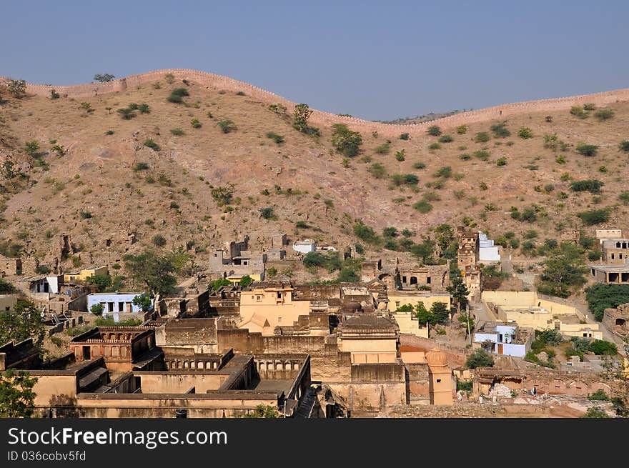 Hills and abandoned houses in Jaipur, India. Hills and abandoned houses in Jaipur, India.