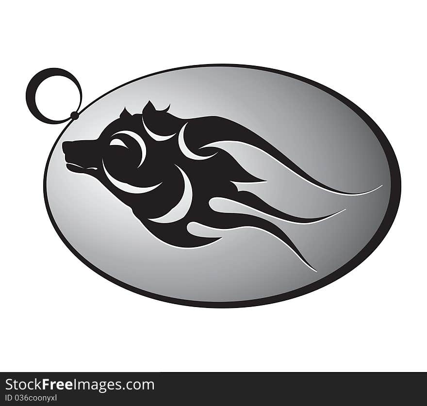 Tribal wolf - key ring