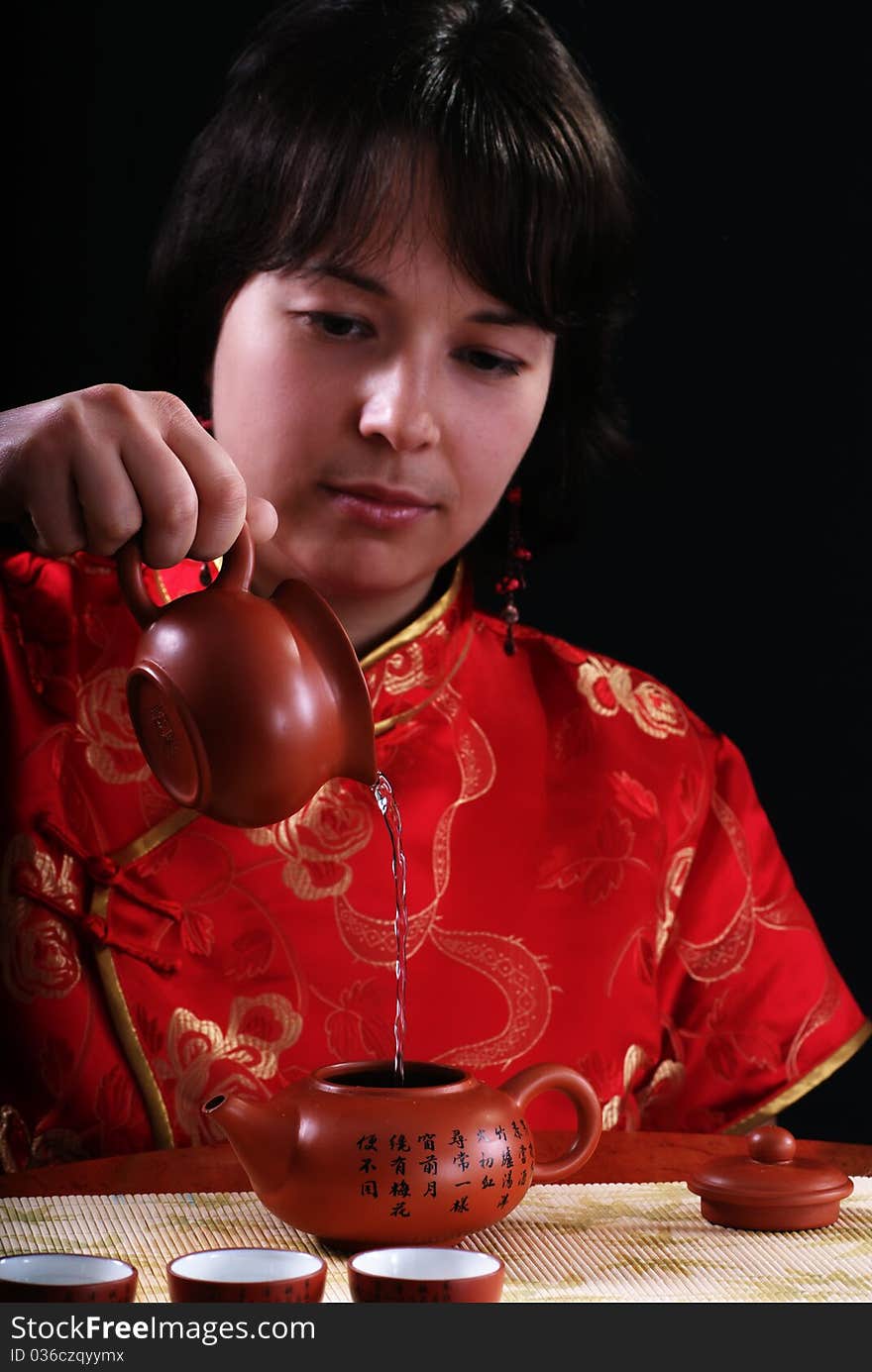 Traditional chinese tea ceremony shot in studio