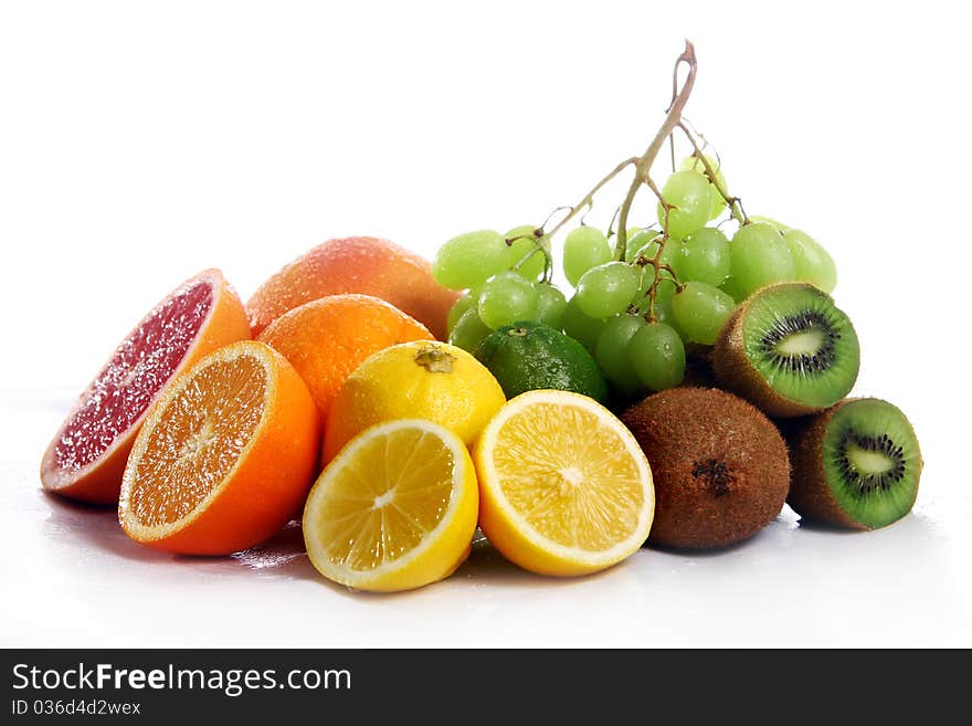 Fresh fruits isolated on white background