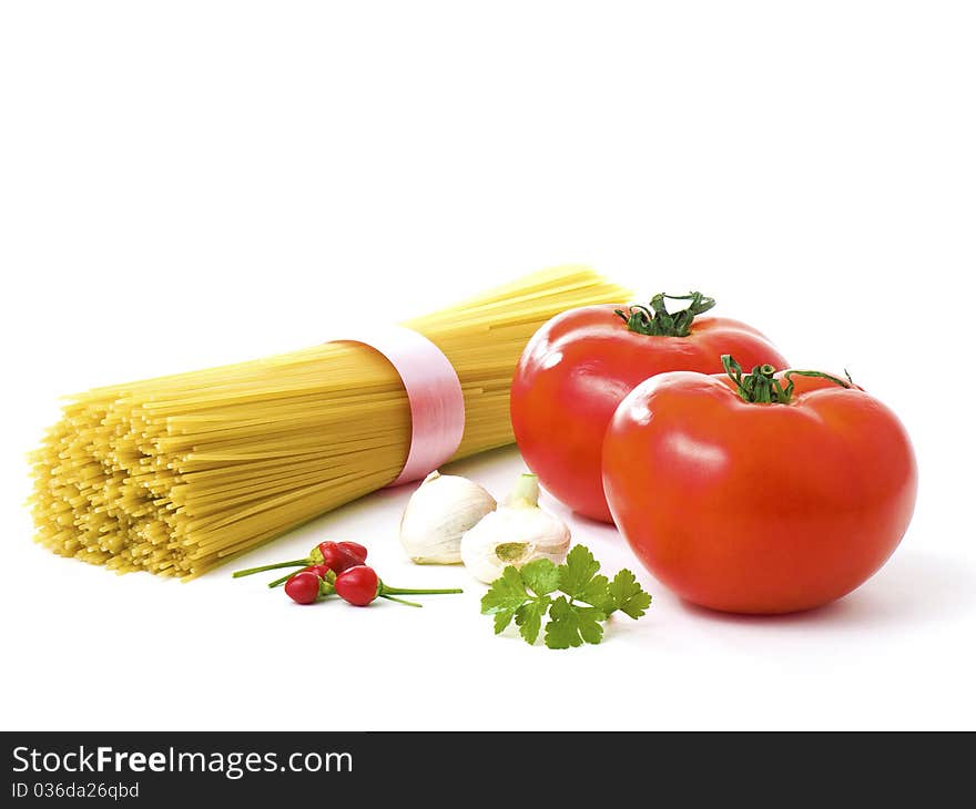 Spaghettis isolated on white background