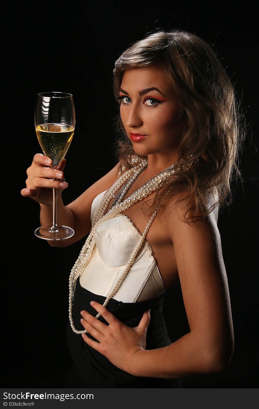 Young beauty with glass of champagne. Young beauty with glass of champagne