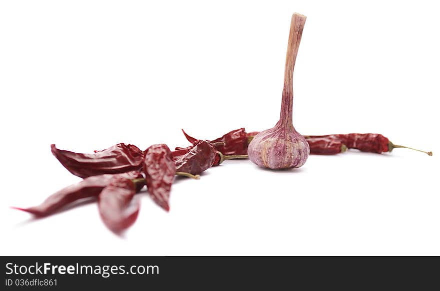 Dried garlic and chili peppers