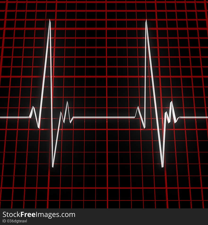 Volume white cardiogram on red grid