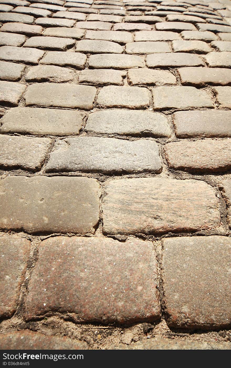 Close-up shot cobbled road