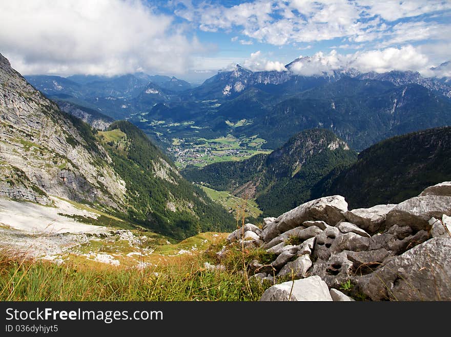 Austrian montains with view onto Lofer