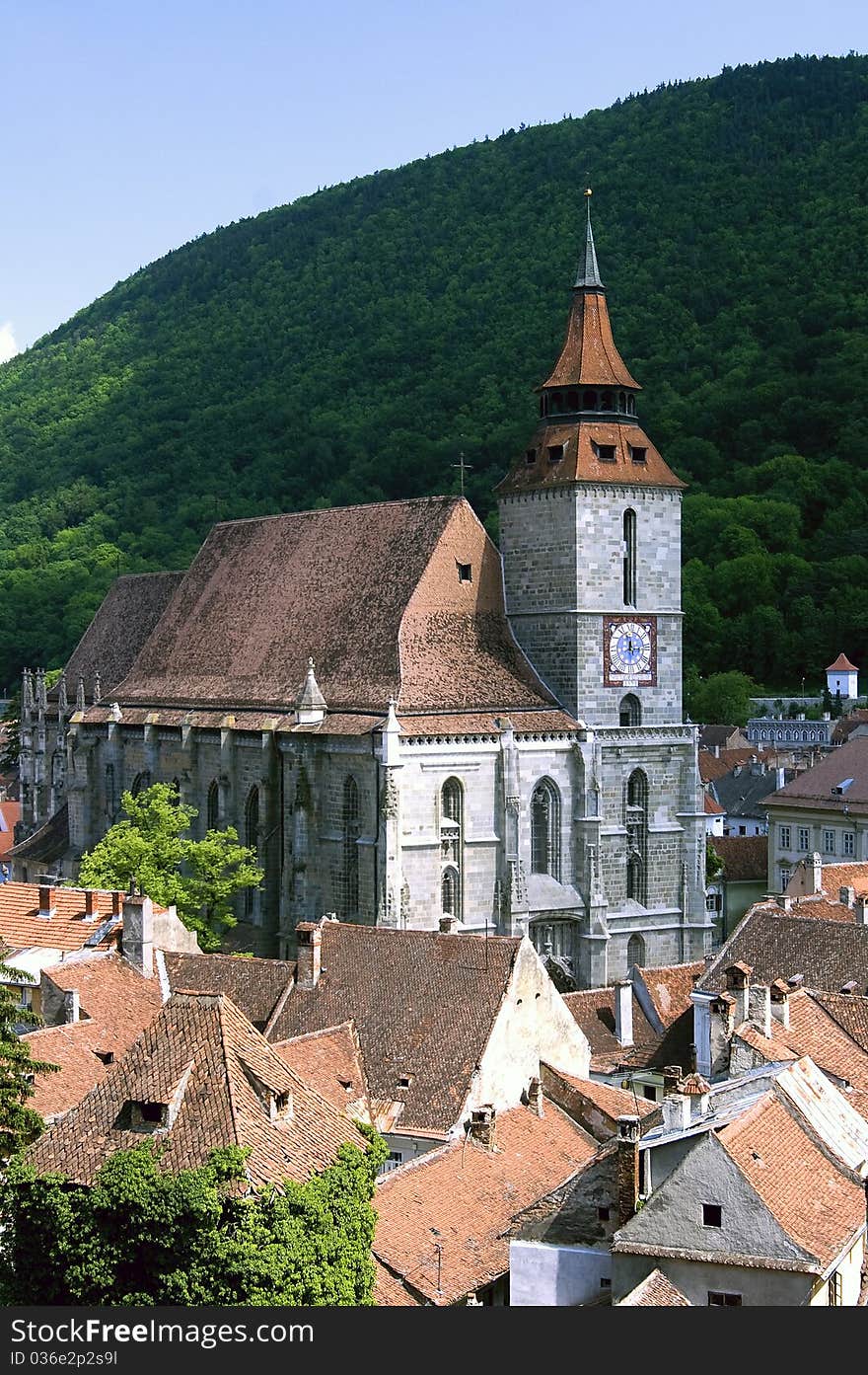 Black Church, Brasov, Romania seen from White Tower. Black Church, Brasov, Romania seen from White Tower