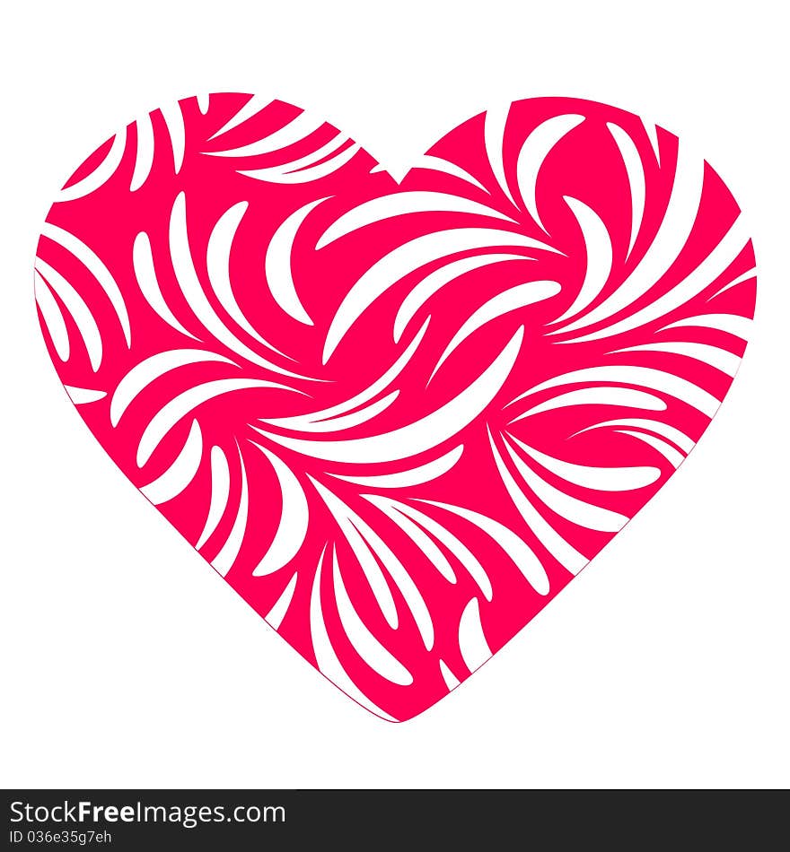 Pink heart with pattern on white