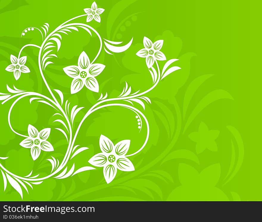 Flower on a green spring background. A illustration