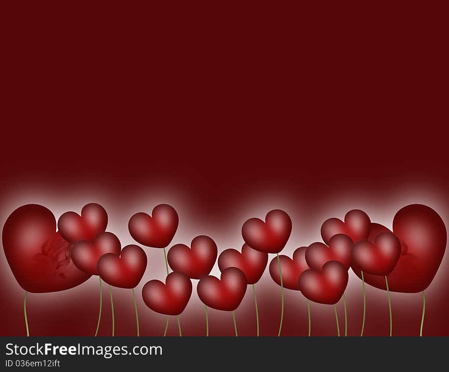 Valentines background with abstract flowers hearts. Valentines background with abstract flowers hearts