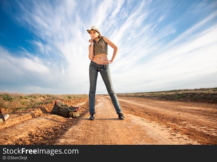 Outdoors portrait of a beautiful young woman