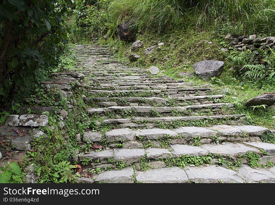 Stone stairs in Nepali mountins