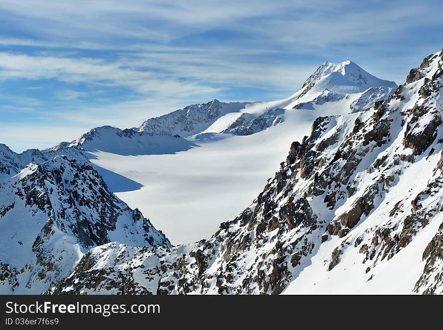 Beautiful winter mountains. European Alps. Beautiful winter mountains. European Alps