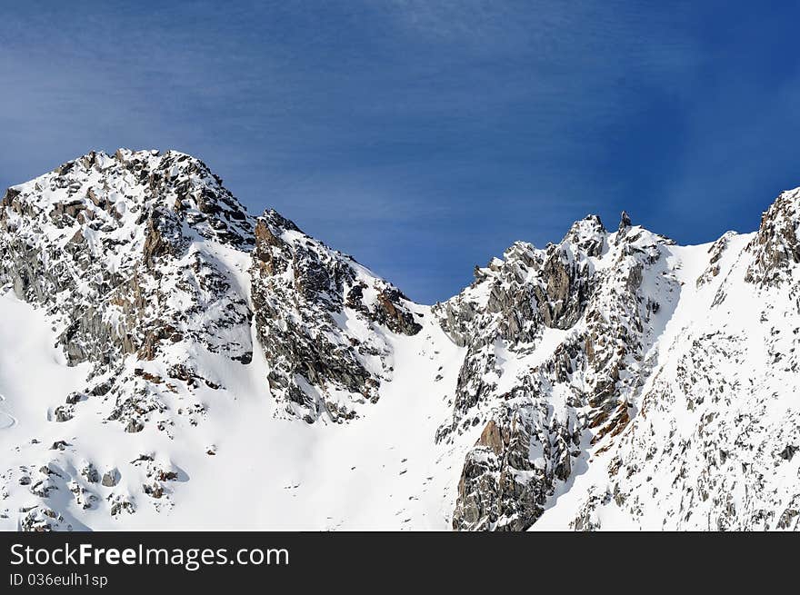 Beautiful winter mountains. Scenic view of Austrian Alps. Beautiful winter mountains. Scenic view of Austrian Alps