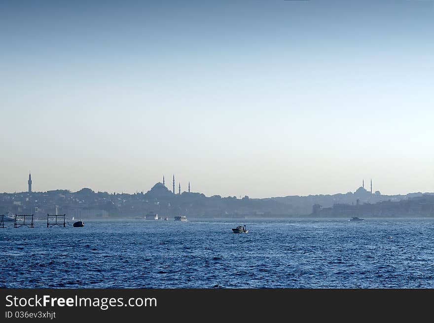 View of Istanbul from the Bosporus. View of Istanbul from the Bosporus