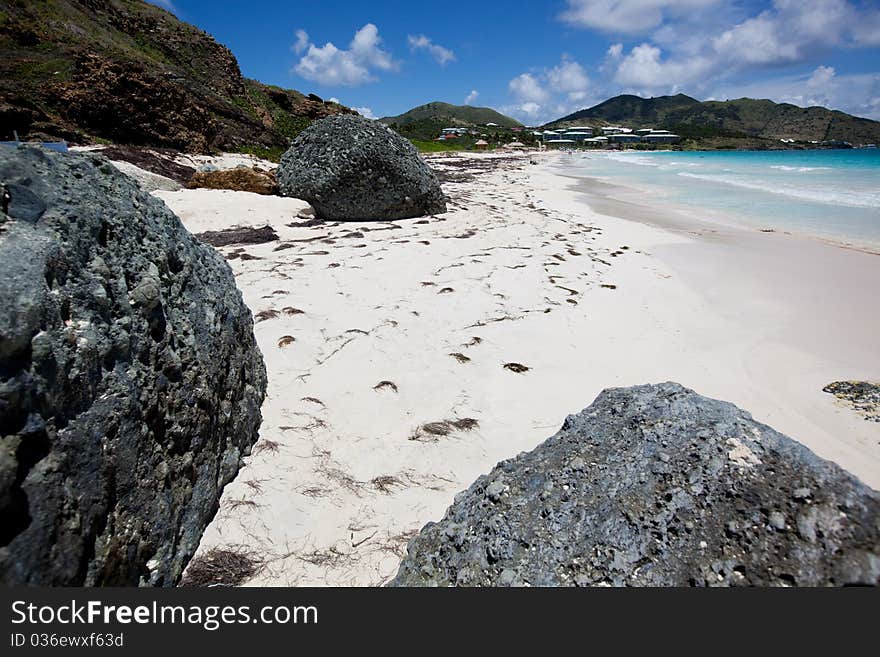 Orient Bay beach in St. Martin in the Caribbean. Orient Bay beach in St. Martin in the Caribbean.