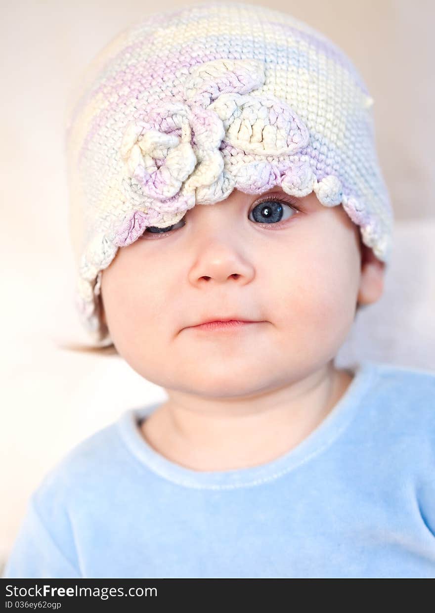 Little child baby portrait on white background