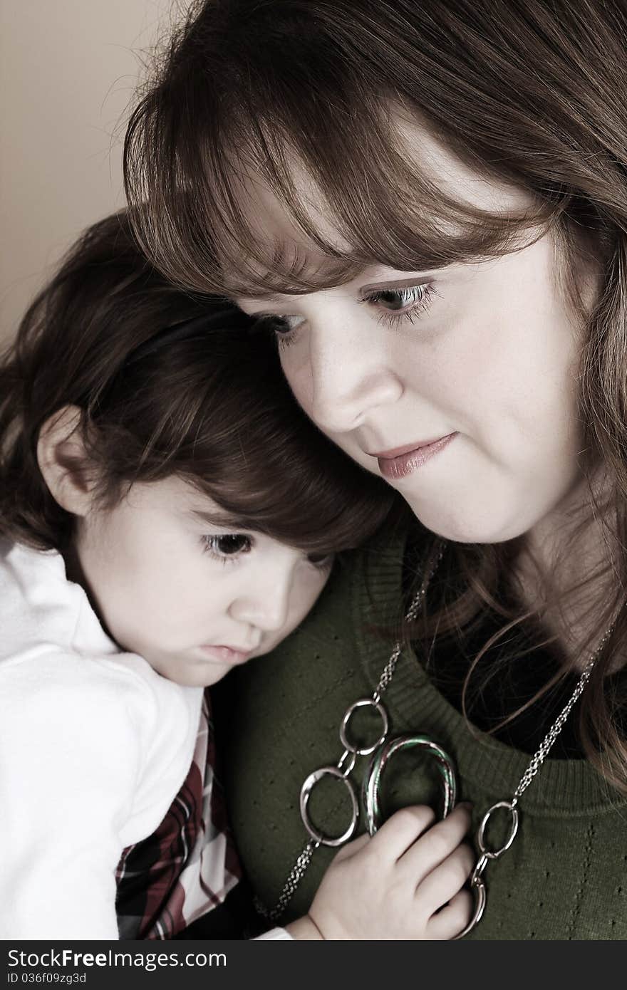 Portrait of a beautiful girl and her mother. Portrait of a beautiful girl and her mother