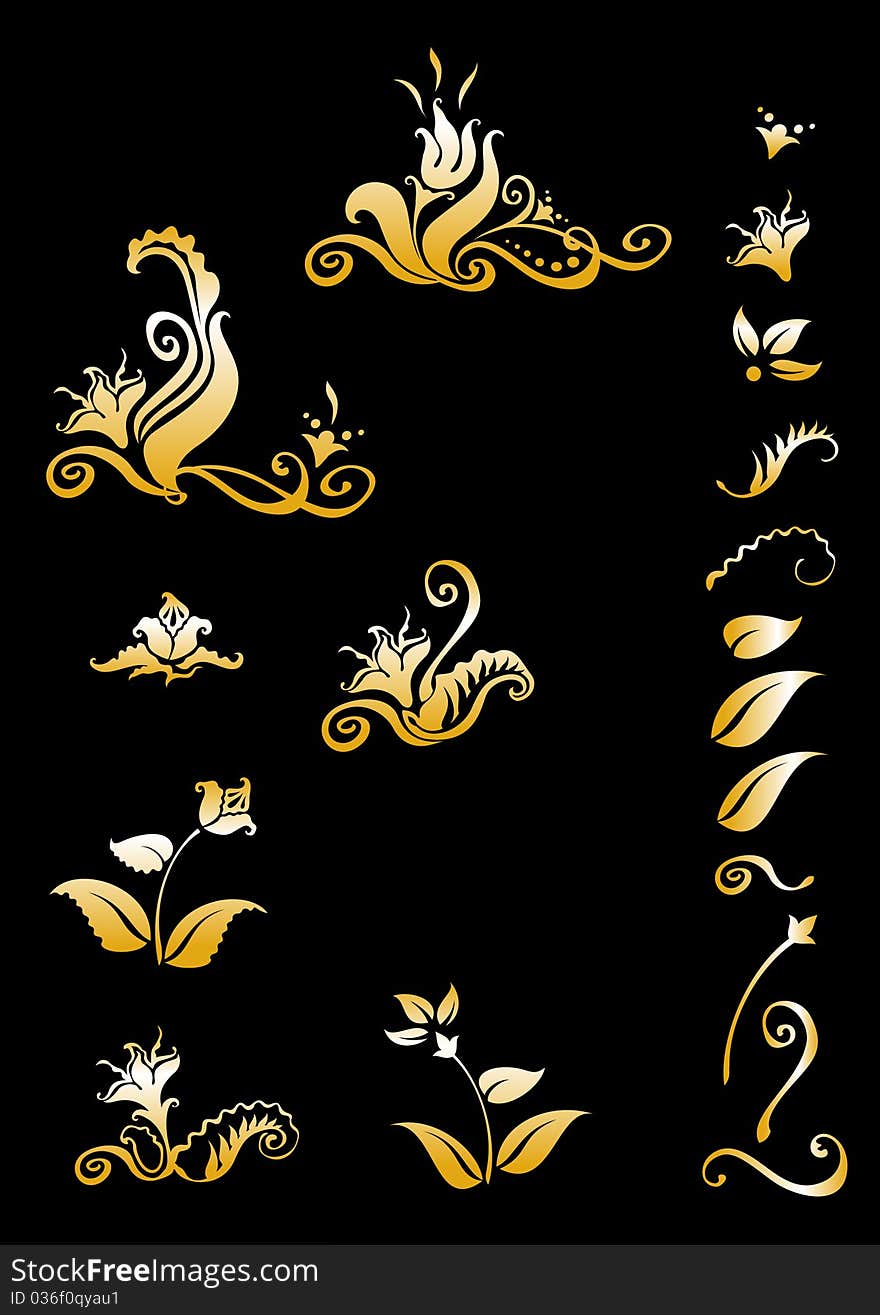 Set of decorative elements for design