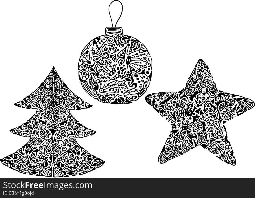 Vector set of uniqe christmas simbols