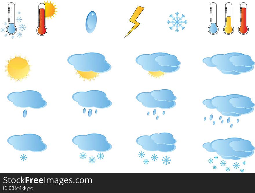 Set of detail weather icos illustration. Set of detail weather icos illustration