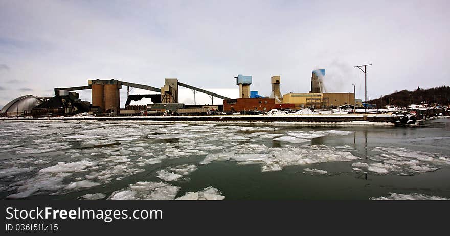 A salt mine in the winter