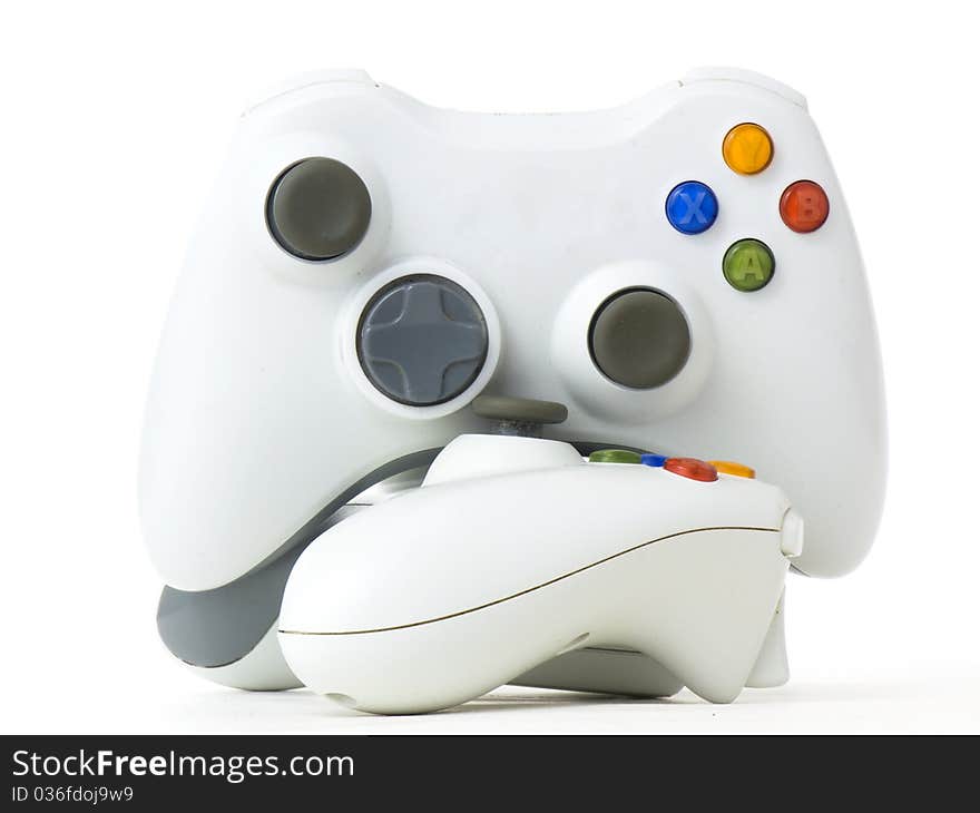 Console's gamepads isolated on white background. Console's gamepads isolated on white background