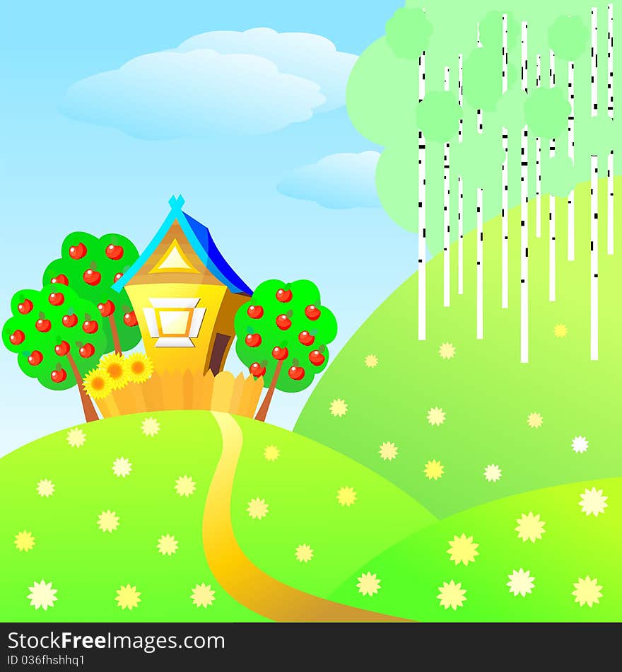 Vector Rural Summer Landscape