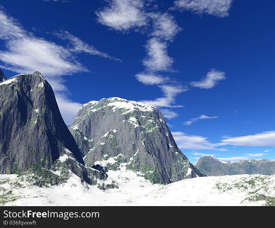 Very bright and colorful winter mountains