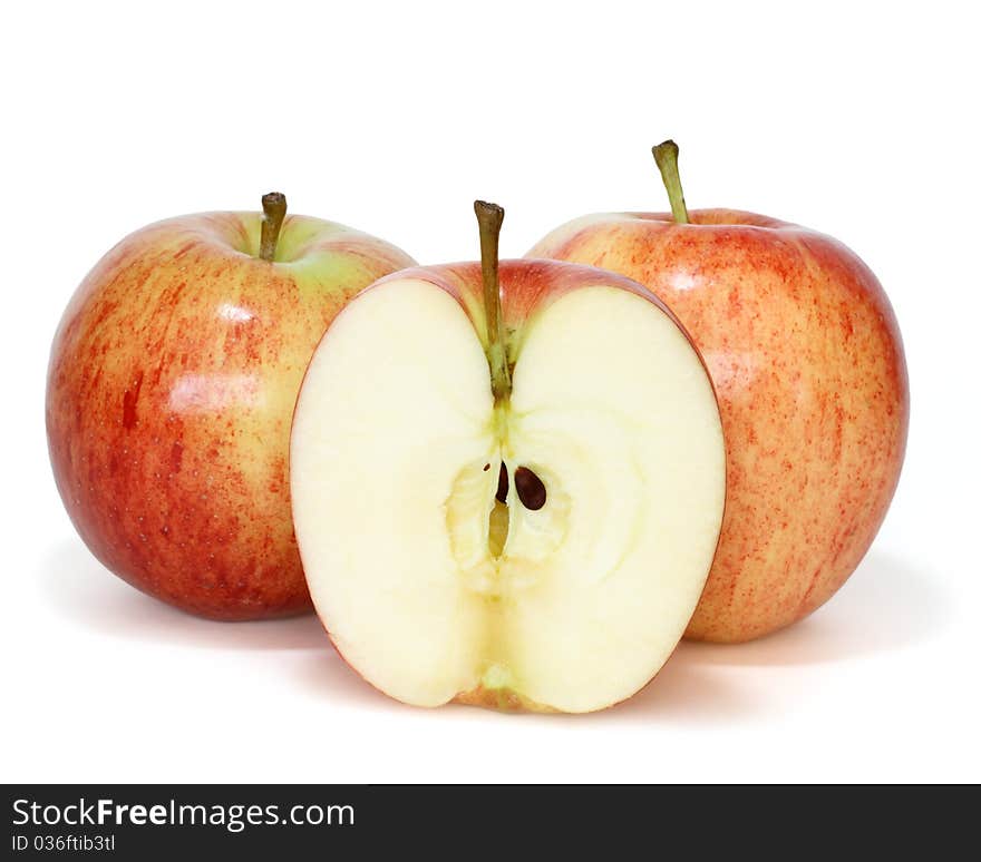 Fresh gala apples isolated on white. Fresh gala apples isolated on white