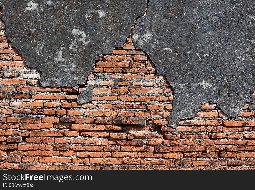 Old brick wall at Ayuthaya Thailand