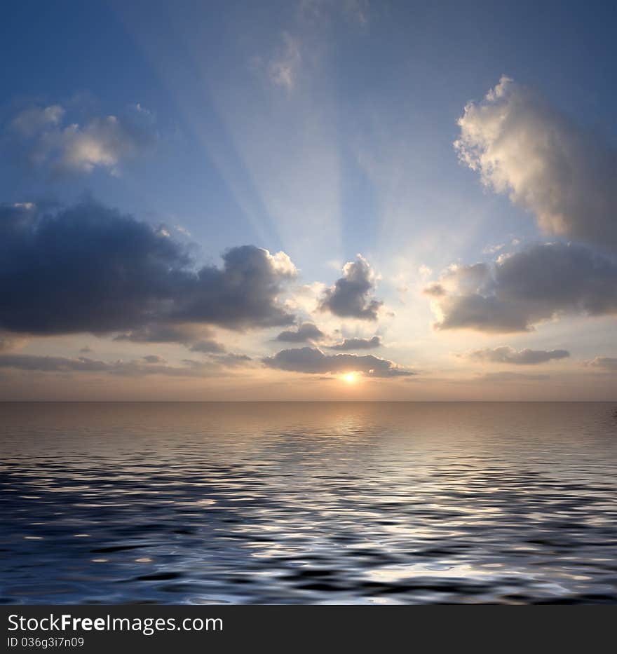 sunset over the summer sea